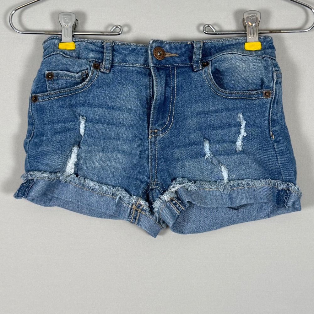 Lucky Brand Riley Short Girls Size 8 Blue New No Tags Distressed Frayed Denim